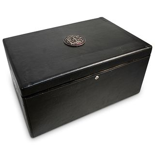 Gustave Keller Black Leather Traveling Jewelry Box