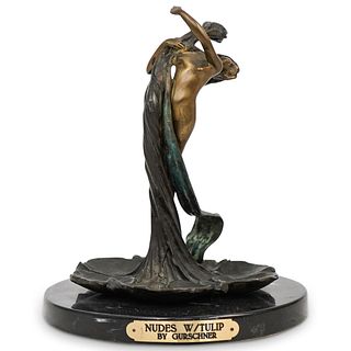 Gurschner "Nudes with Tulip" Bronze Sculpture
