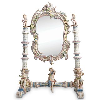 Meissen Porcelain Figural Vanity Mirror