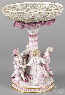 Meissen porcelain figural compote, 19th c., 12 1/4'' h., 9 1/4'' w.