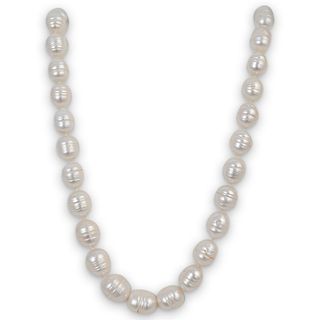 14k Gold Beaded Pearl Necklace