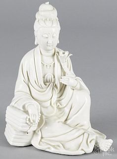 Chinese dehua figure of a seated Quanyin, 8 3/4'' h.
