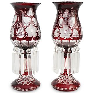 Pair of Crystal Cut Glass Lusters