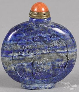 Chinese carved lapis lazuli snuff bottle, 2 3/8'' h.