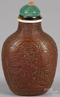 Chinese carved bamboo snuff bottle, 2 7/8'' h.