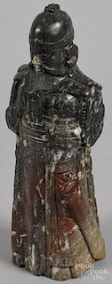 Chinese carved hardstone figure of a warrior, 9 1/2'' h.