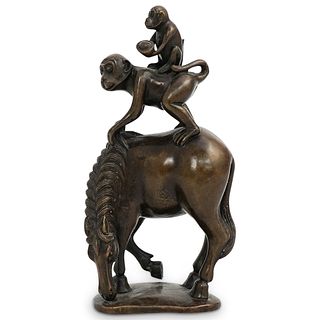 Chinese Monkey On Horse Bronze