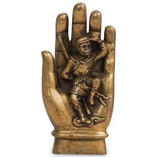Chinese Monkey In Hand Bronze