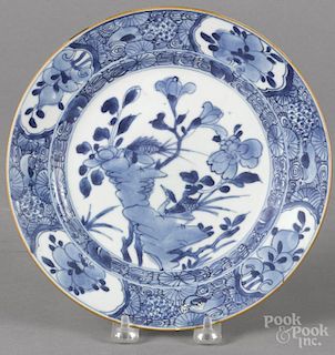 Chinese Kangxi period blue and white porcelain plate with phoenix decoration, 9'' dia.
