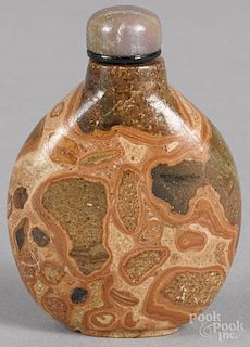 Chinese puddingstone agate snuff bottle, 2 1/2'' h.