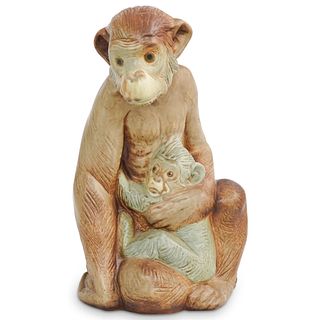 Lladro Porcelain Gres Monkey & Baby Porcelain