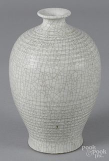 Chinese crackle glaze vase, 8'' h., together with a jade bowl, a jun ware bowl