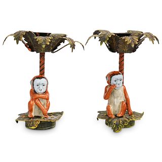 Pair Of Monkey Candle Holders