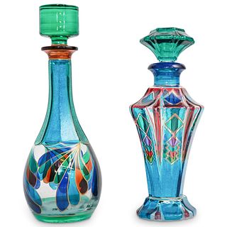 (2Pc) Painted Glass Decanters