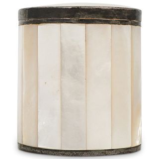 Victorian Mother Of Pearl and Sterling Vanity Jar