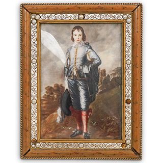 19th Cent. Brass and Bone Framed Portrait