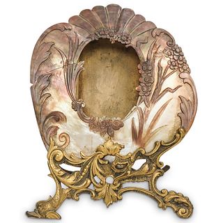 Art Nouveau Shell and Brass Picture Frame