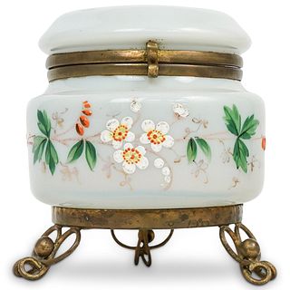 French Opaline Glass Footed Box