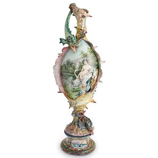 Italian Large Porcelain "Leda and Swan" Vase