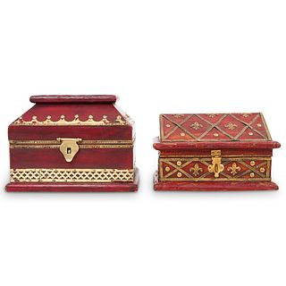 (2 Pc) Wooden Treasure Chest Boxes