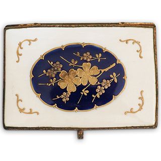 Antique Hand Painted Porcelain Jewelry Box