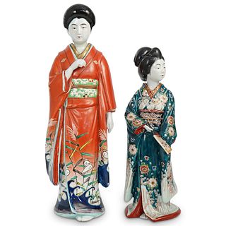 (2 Pc) Pair of Japanese Geisha Porcelain Figurines