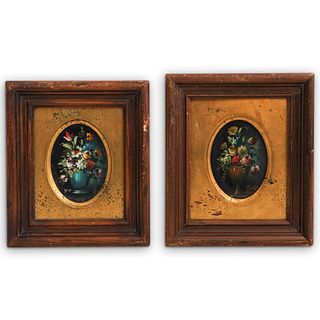 (2 Pc) Framed Miniature Still Life Oil Paintings