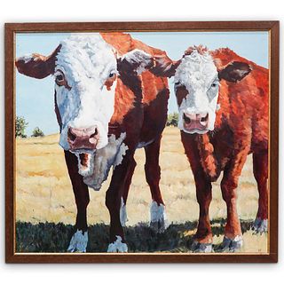 Heather Foster "Curious Two" Oil On Board Painting