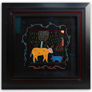 Framed Western Themed Embroidery