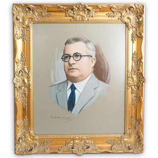 (2 Pc) E. Valderrama (Cuban, 1892 - 1964) Signed Portraits