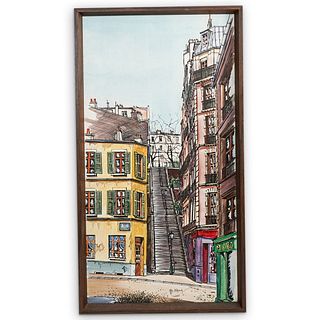 French Paris "Rue de Trois Freres" Painting on Canvas