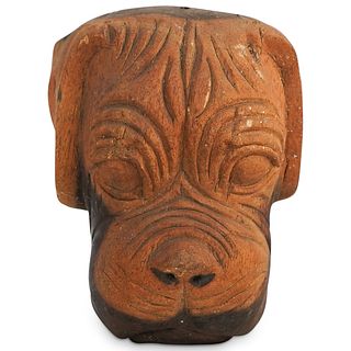 Folk Art Carved Wood Dog Mask