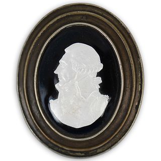 Antique Miniature Silver Foil Portrait