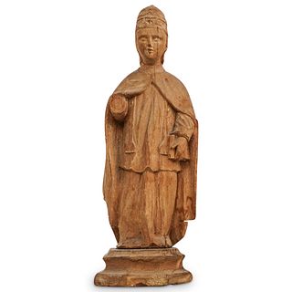 Antique Carved Wood Saint Statue
