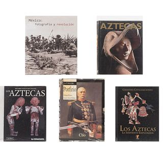 LOTE MIXTO DE LIBROS Y REVISTAS SOBRE HISTORIA DE MÉXICO Y CIVILIZACIÓN AZTECA. a) Porfirio. La Colección. Piezas:10.