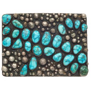 Native American Turquoise, Sterling Silver Belt Buckle