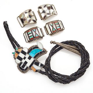 Collection of Zuni Multi-Stone Inlay Jewelry Items