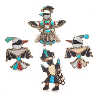Collection of Four Zuni Inlay Rings