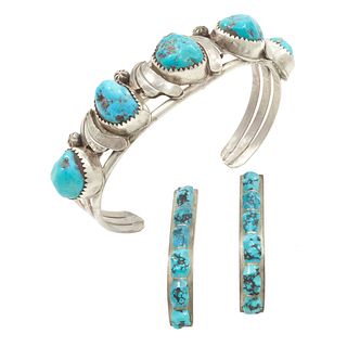 Native American Turquoise, Silver Jewelry Suite