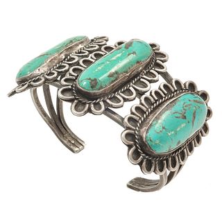 Native American Turquoise, Sterling Silver Cuff Bracelet