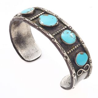 Charles Mike Yazzy Navajo Turquoise, Sterling Bracelet
