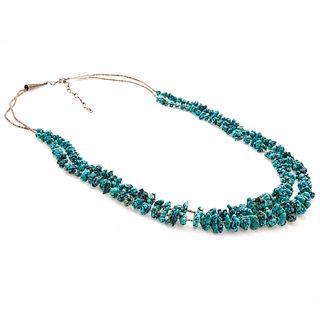 Navajo Double Strand Turquoise, Heishi, Silver Necklace
