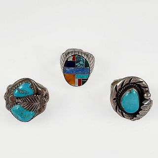 Collection of Three Gent's Native American Rings