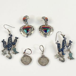 Collection of Southwestern, Coin, Sterling Silver Earrings