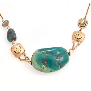 Turquoise, Labradorite, 14k Necklace
