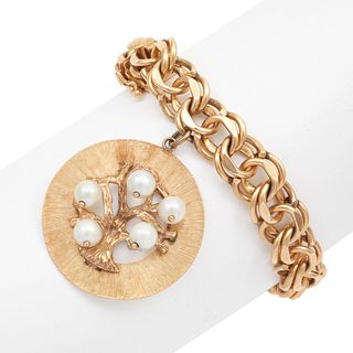 Cultured Pearl, 14k Yellow Gold Bracelet
