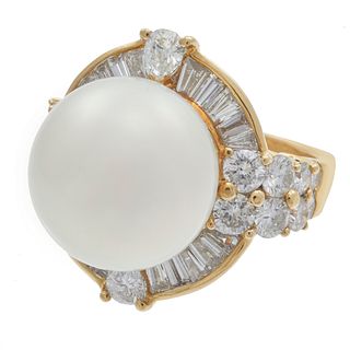 South Sea Cultured Pearl, Diamond, 18k Ring