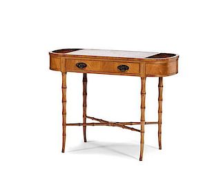 English Hall Table with Leather Top 