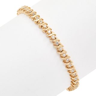 Diamond, 14k Yellow Gold Bracelet