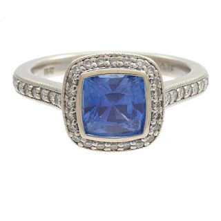 Sapphire, Diamond, 18k White Gold Ring